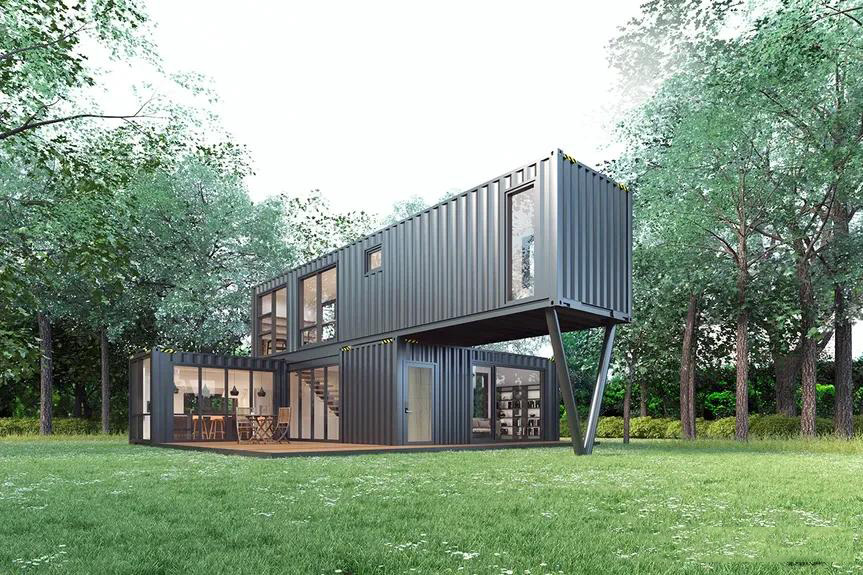 Convenient container villa design, container villa design with 3 containers